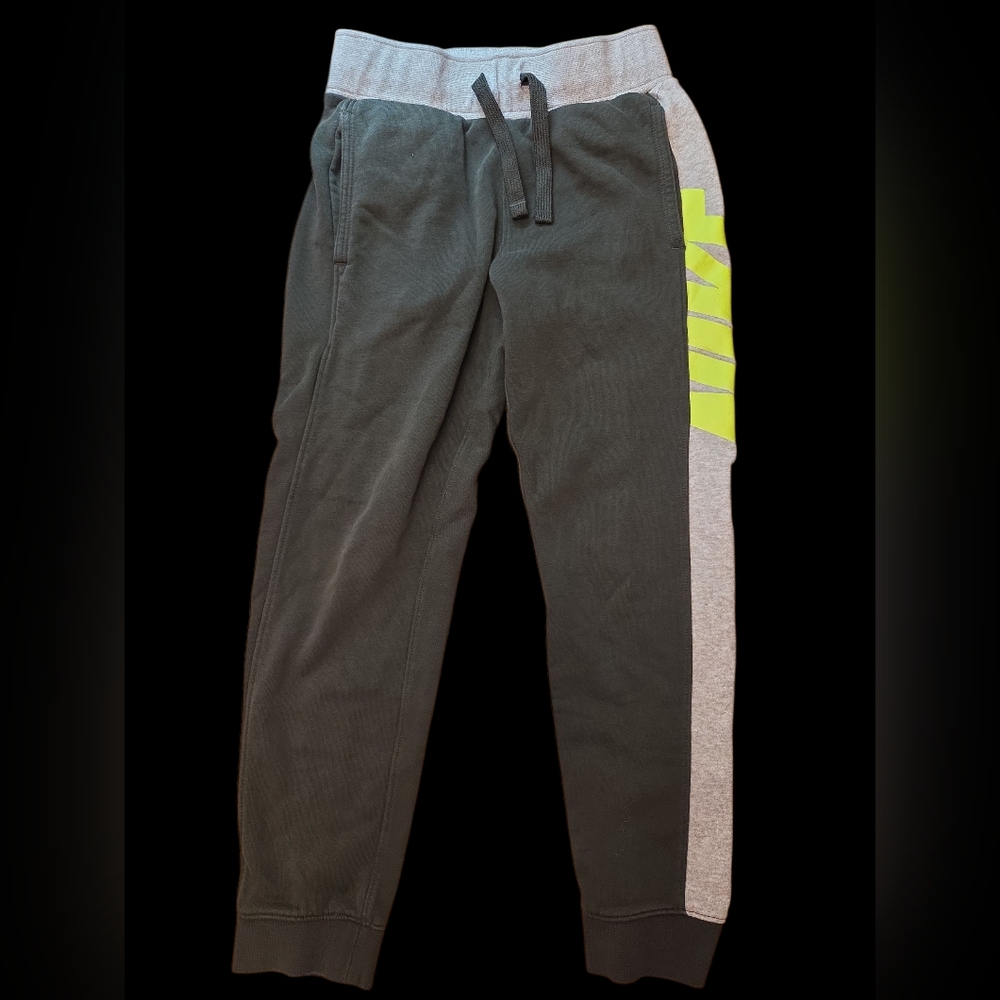 Nike Boy's Gray Joggers with Yellow Accents Size S